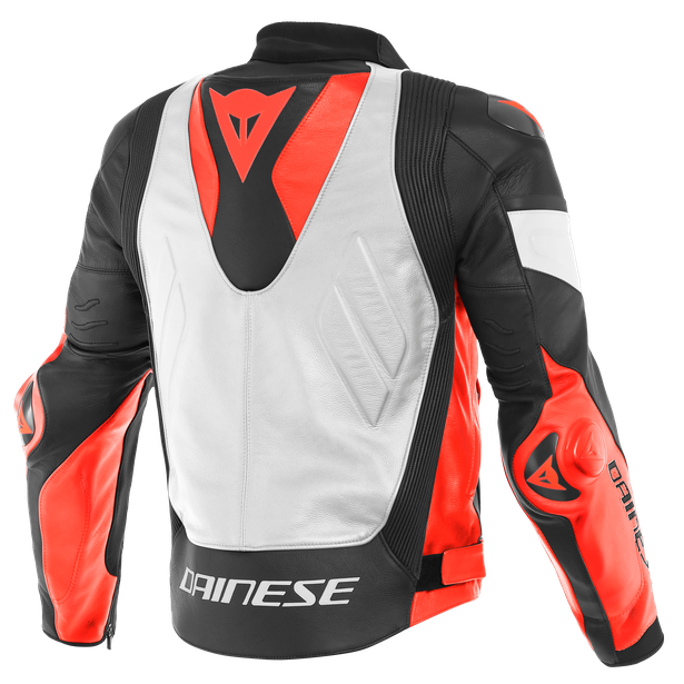 super-race-leather-jacket-white-fluo-red-black-matt image number 1