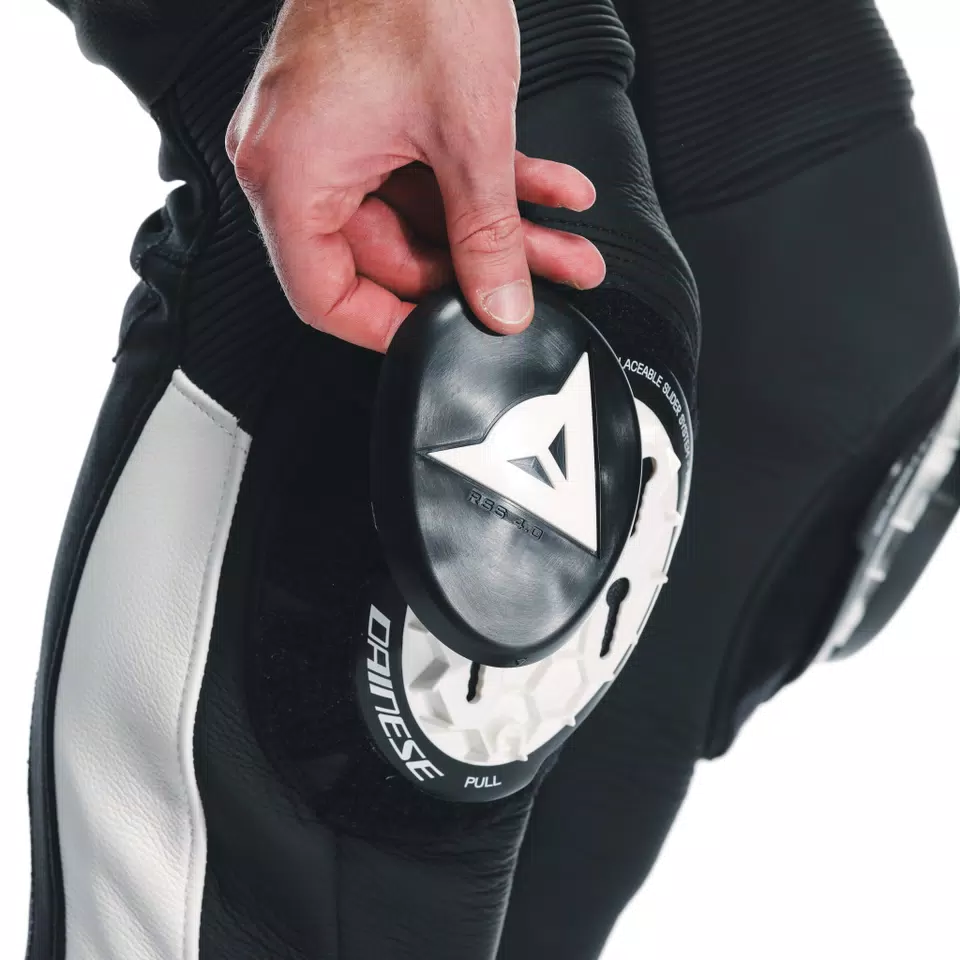 SUPER SPEED - MEN'S MOTORCYCLE LEATHER PANTS - BLACK/WHITE - 20