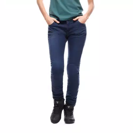 DENIM SKINNY WOMEN'S MOTORCYCLE PANTS - BLUE - 3