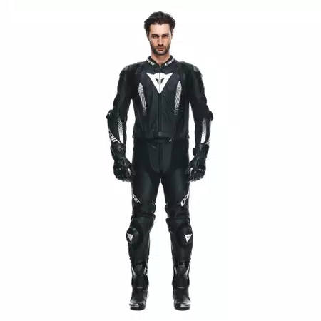 LAGUNA SECA 5 - MEN'S 2-PIECE MOTORCYCLE LEATHER SUIT (SHORT/TALL) - BLACK/BLACK/WHITE - 3