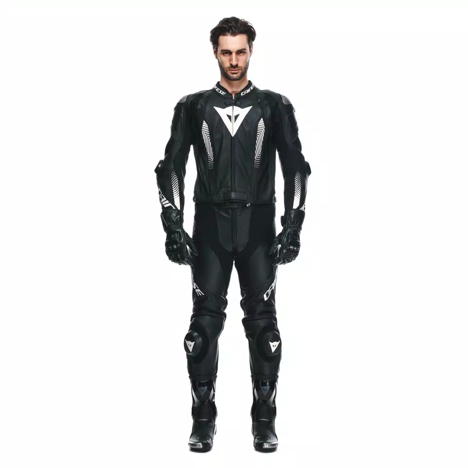 LAGUNA SECA 5 - MEN'S 2-PIECE MOTORCYCLE LEATHER SUIT (SHORT/TALL) - BLACK/BLACK/WHITE - 3