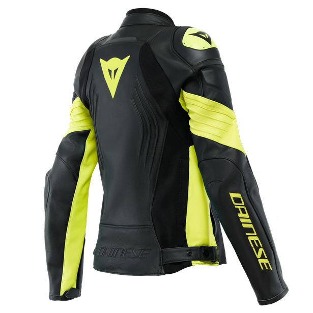 racing-4-giacca-moto-in-pelle-donna-black-fluo-yellow image number 1