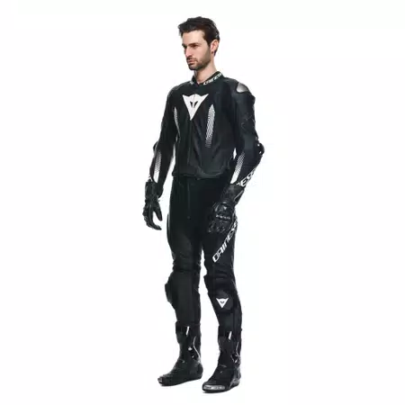 LAGUNA SECA 5 - MEN'S 2-PIECE MOTORCYCLE LEATHER SUIT (SHORT/TALL) - BLACK/BLACK/WHITE - 4