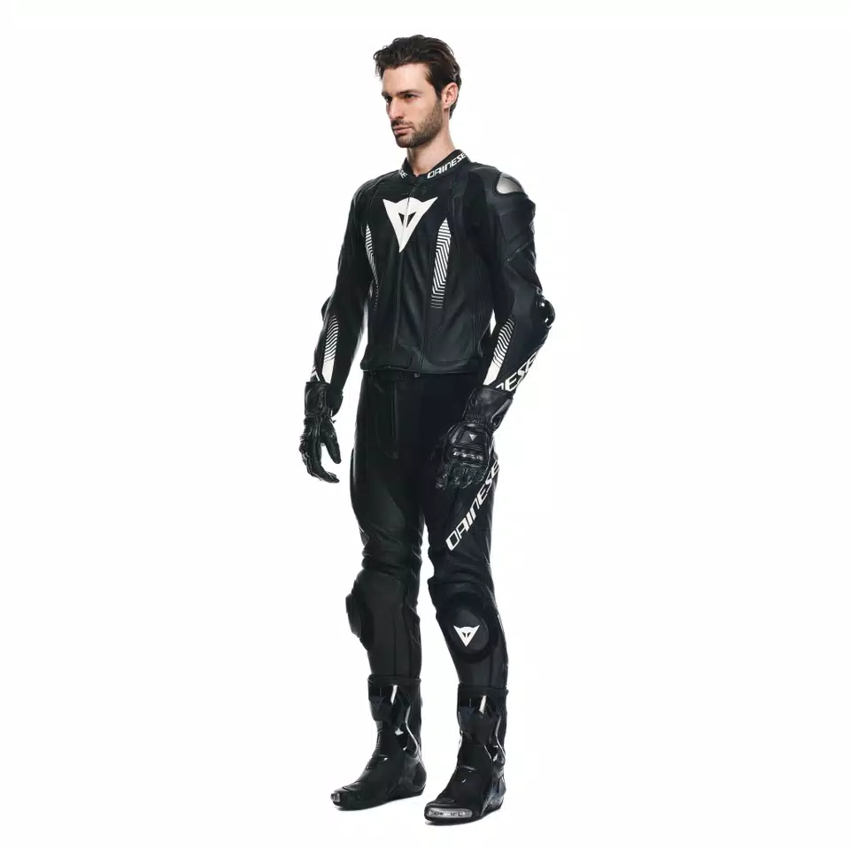 LAGUNA SECA 5 - MEN'S 2-PIECE MOTORCYCLE LEATHER SUIT (SHORT/TALL) - BLACK/BLACK/WHITE - 4