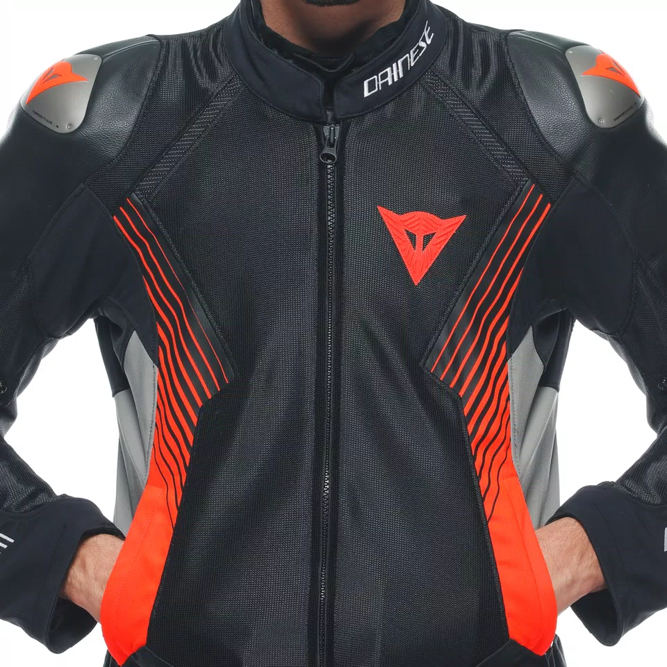 SUPER RIDER 2 ABSOLUTESHELL™ - MEN'S WATERPROOF MOTORCYCLE JACKET - BLACK/DARK-GULL-GRAY/FLUO-RED - 7