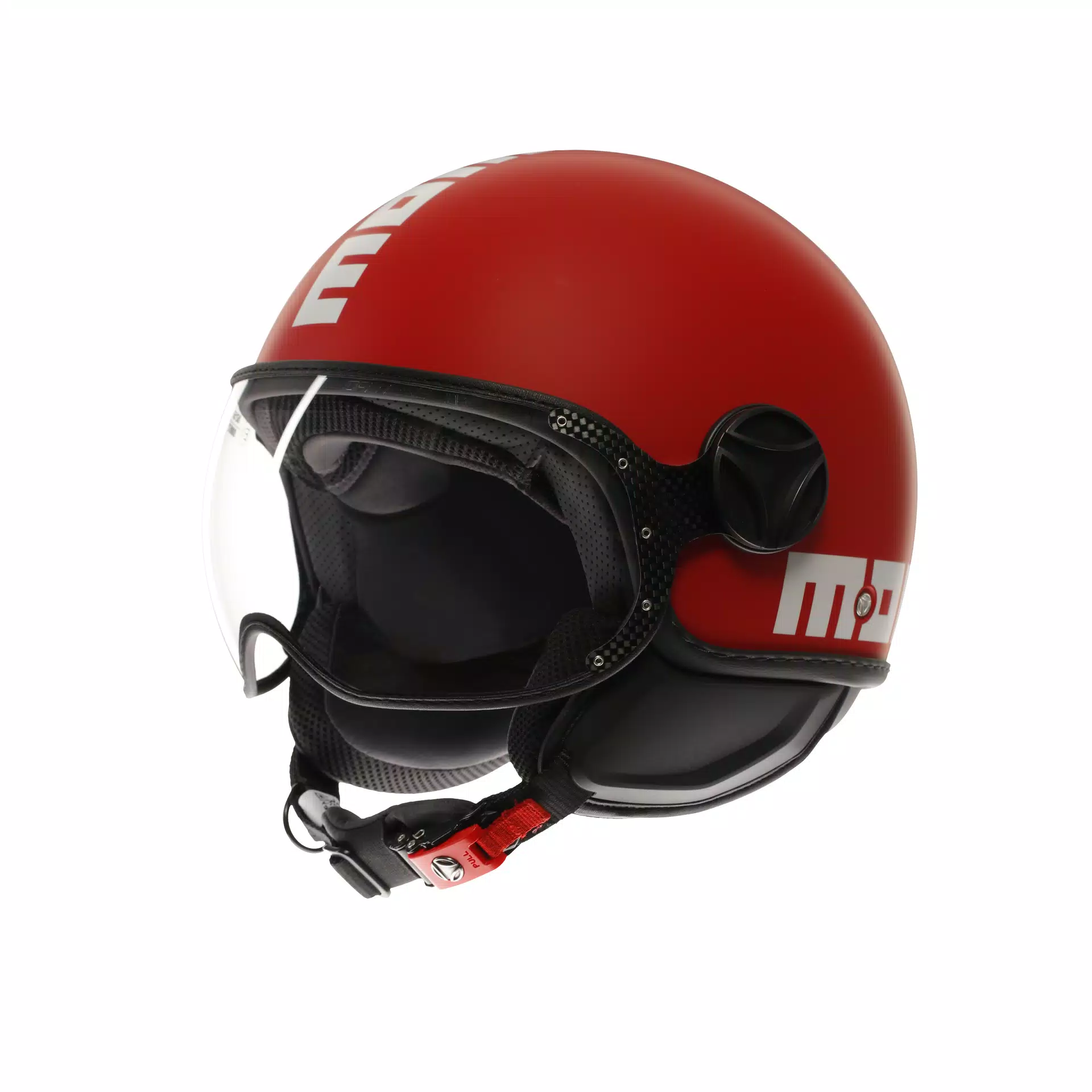 MOMODESIGN FGTR CLASSIC CANDY MATT RED / WHITE - JET HELMET WITH VISOR E2206