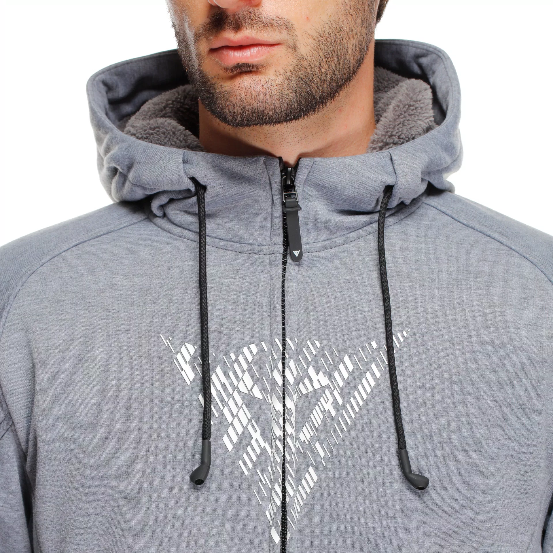 BOVISA - MOTORCYCLE HOODIE FULL-ZIP | GREY-MELANGE/BLACK | Dainese