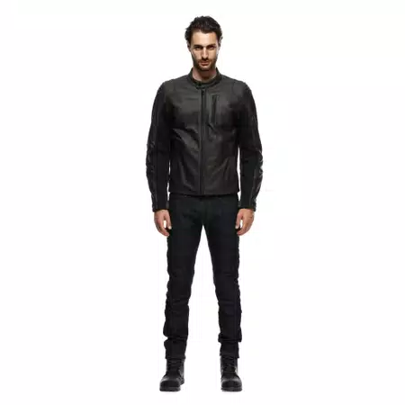 ISTRICE - MEN'S MOTORCYCLE LEATHER JACKET - DARK-BROWN - 3