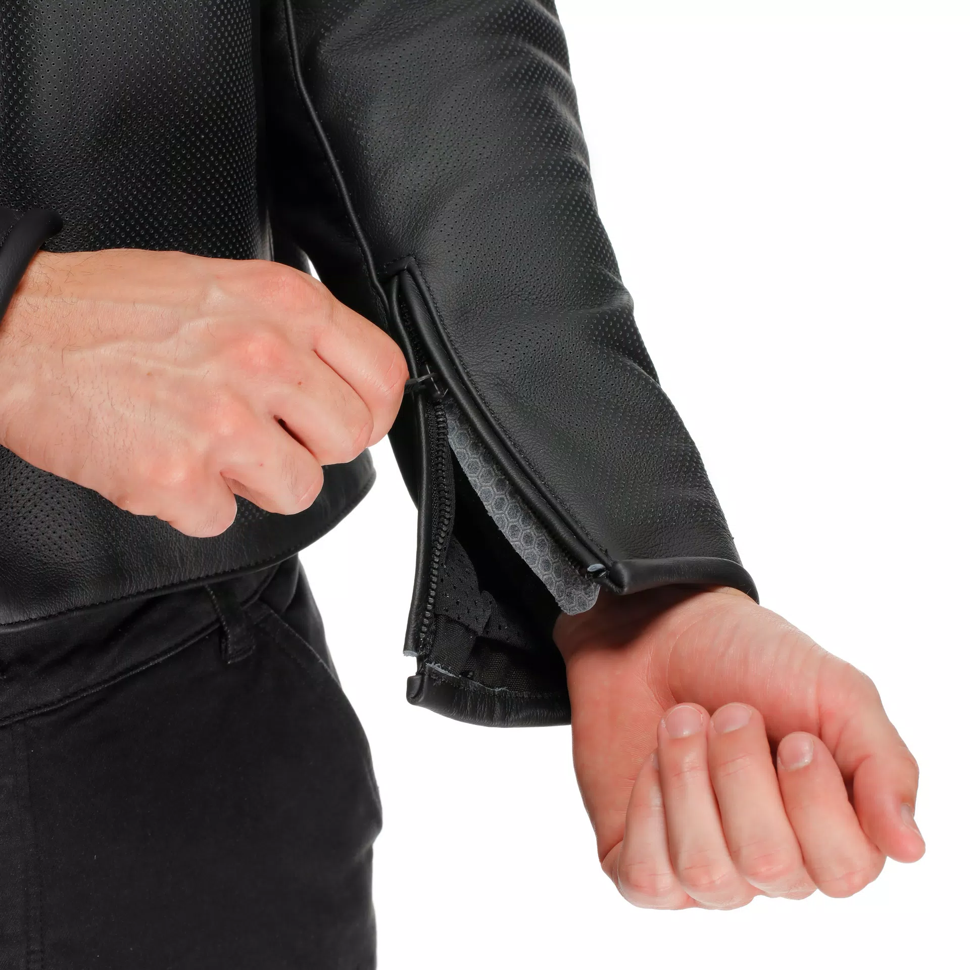 FULCRO QDF - MEN PERFORATED LEATHER MOTORCYCLE JACKET
