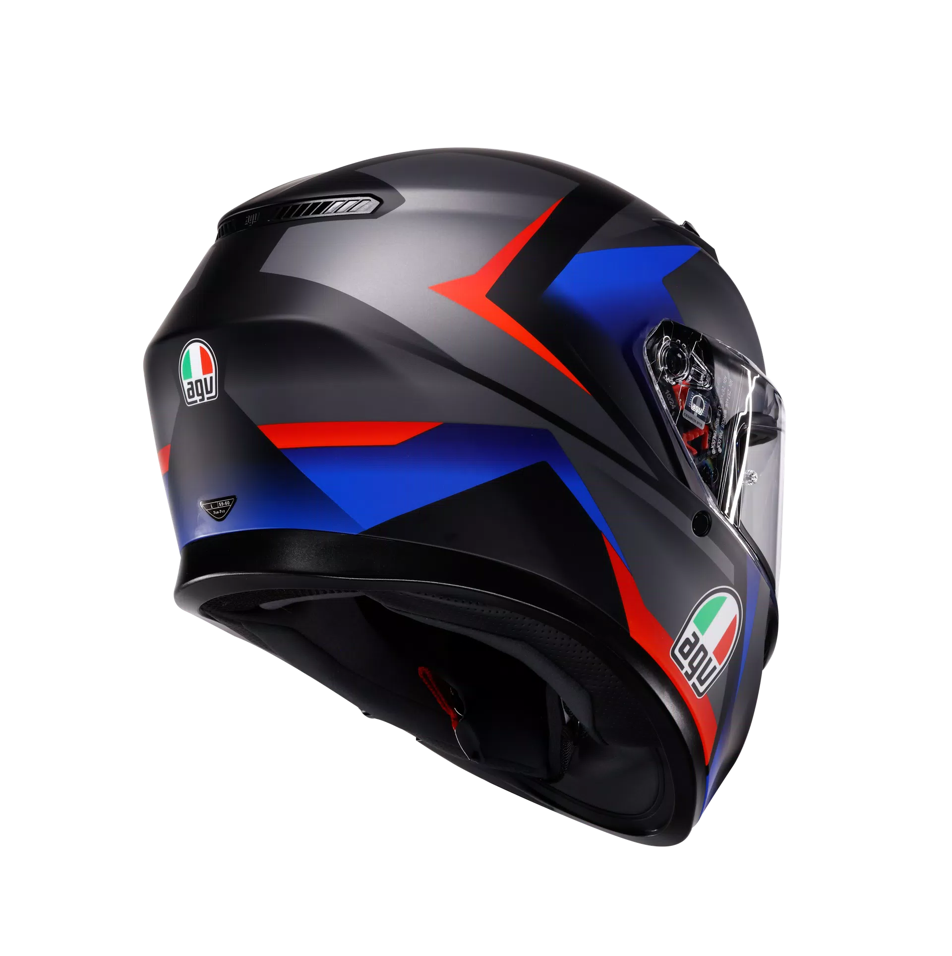 K3 STRIGA MATT BLACK/BLUE/RED - MOTORBIKE FULL FACE HELMET E2206