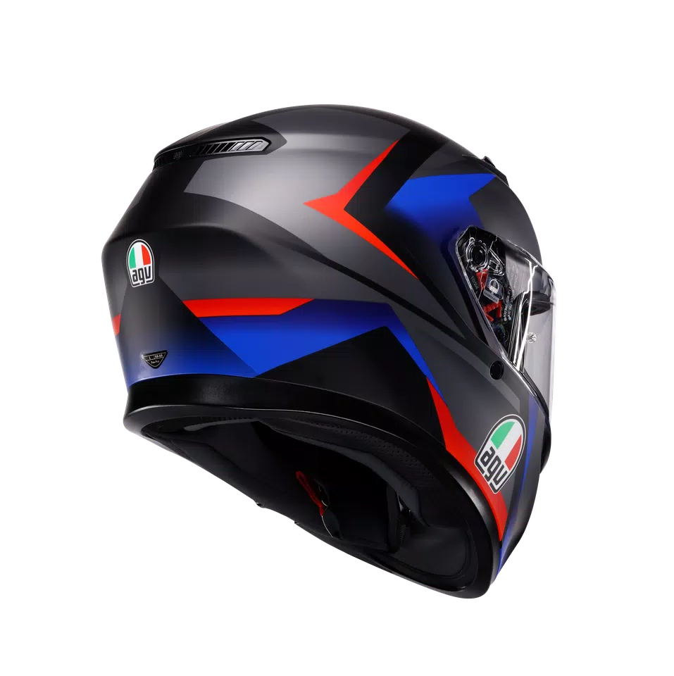 K3 STRIGA MATT BLACK/BLUE/RED - MOTORBIKE FULL FACE HELMET E2206 -  - 6
