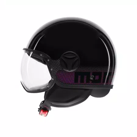 MOMODESIGN FGTR CLASSIC STRIPES BLACK / FUCSIA - JET HELMET WITH VISOR E2206 -  - 4