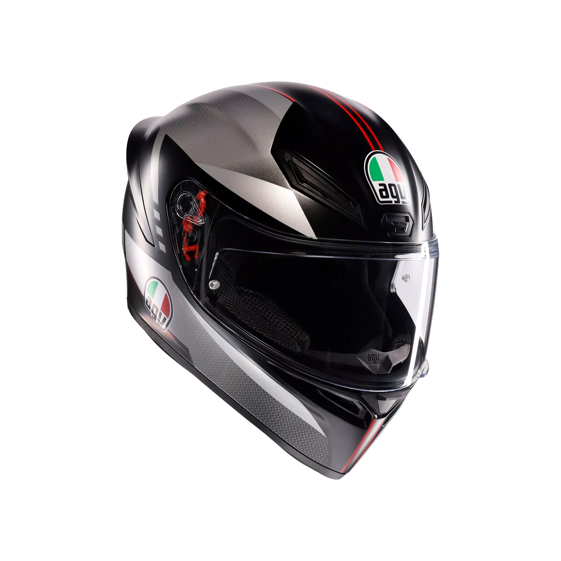 K1 S LAP MATT BLACK/GREY/RED - MOTORBIKE FULL FACE HELMET DOT (E2206)
