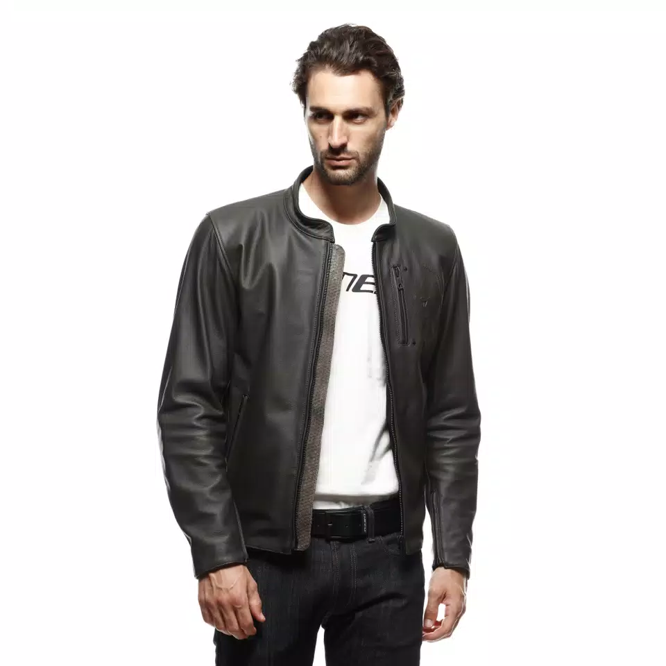 FULCRO - MEN'S MOTORCYCLE LEATHER JACKET - DARK-BROWN - 10