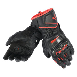 DRUID D1 LONG GLOVES BLACK/BLACK/FLUO-RED- Leder