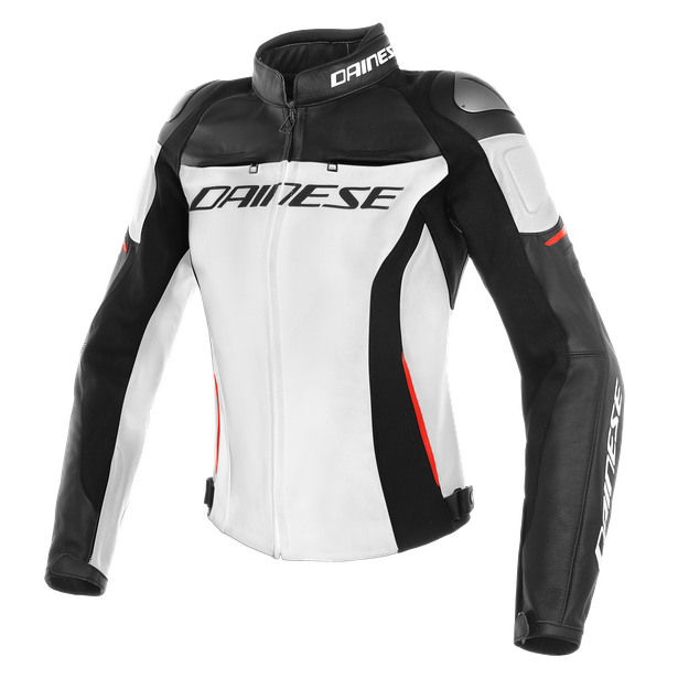 racing-3-lady-leather-jacket-white-black-red image number 0