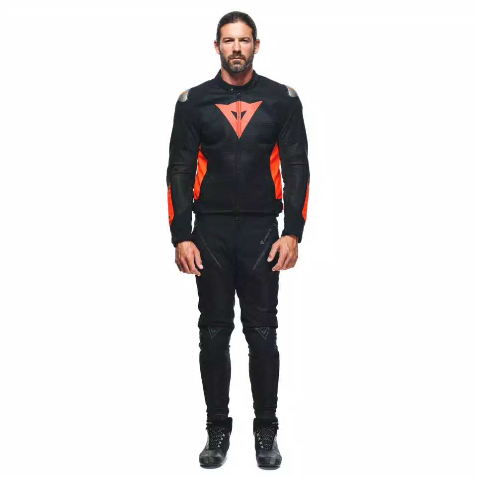 ENERGYCA AIR TEX - MEN'S SUMMER MOTORCYCLE JACKET IN FABRIC - BLACK/FLUO-RED - 3