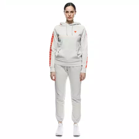 DAINESE STRIPES - WOMEN'S HOODIE - LIGHT-GRAY/FLUO-RED - 3