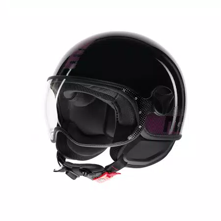 MOMODESIGN FGTR CLASSIC STRIPES BLACK / FUCSIA - JET HELMET WITH VISOR E2206 -  - 1