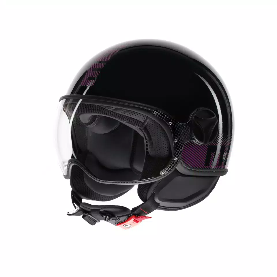 MOMODESIGN FGTR CLASSIC STRIPES BLACK / FUCSIA - JET HELMET WITH VISOR E2206 -  - 1