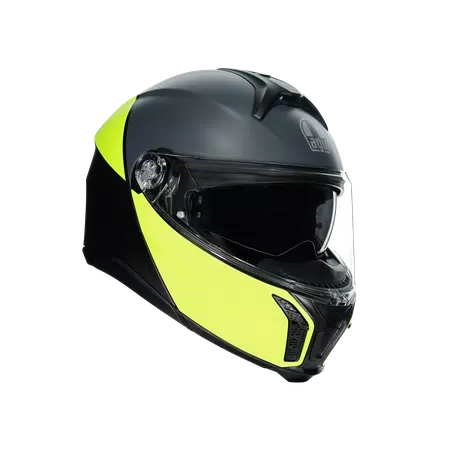 TOURMODULAR BALANCE MATT BLACK/YEL FL/GREY - MOTORBIKE FLIP UP HELMET E2206 -  - 1