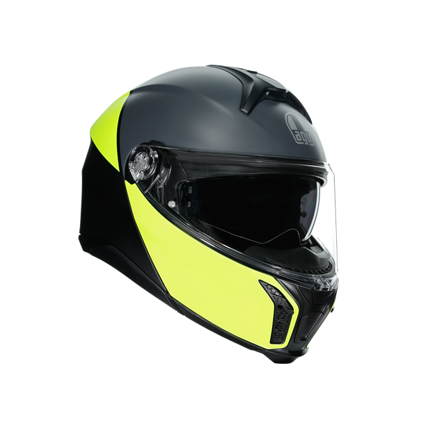 tourmodular-balance-matt-black-yel-fl-grey-motorbike-flip-up-helmet-e2206 image number 0