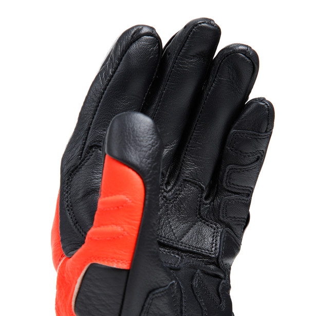 carbon-4-guanti-moto-lunghi-in-pelle-uomo-black-fluo-red-white image number 9