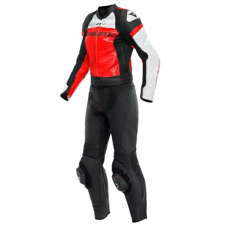 MIRAGE - DAMES 2-DELIG MOTORFIETS LEDERPAK (KORT/LANG) - BLACK/LAVA-RED/WHITE - 1