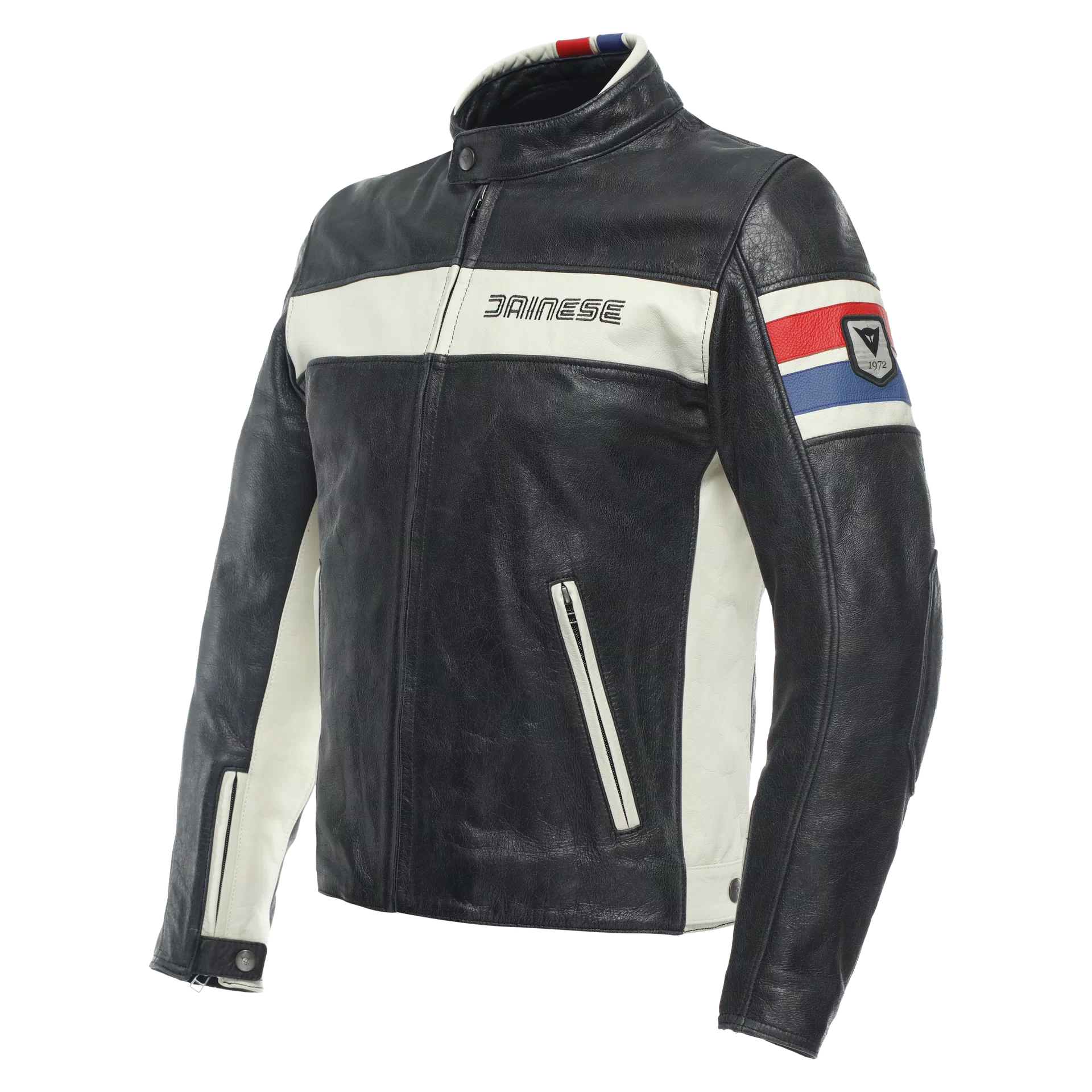 HF D1 LEATHER JACKET BLACK RED BLUE Dainese