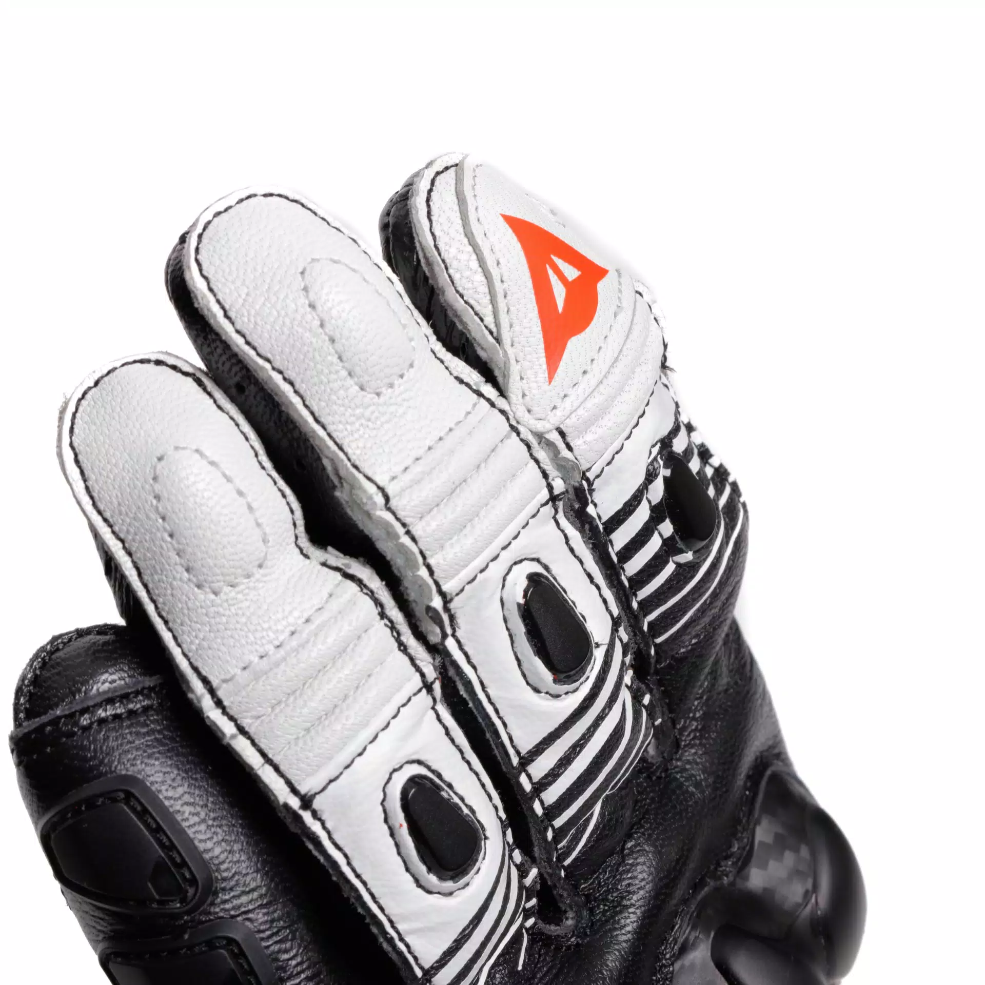 FIERO - LEATHER RACING MOTORCYCLE GLOVES | BLACK/WHITE/RED-FLUO 
