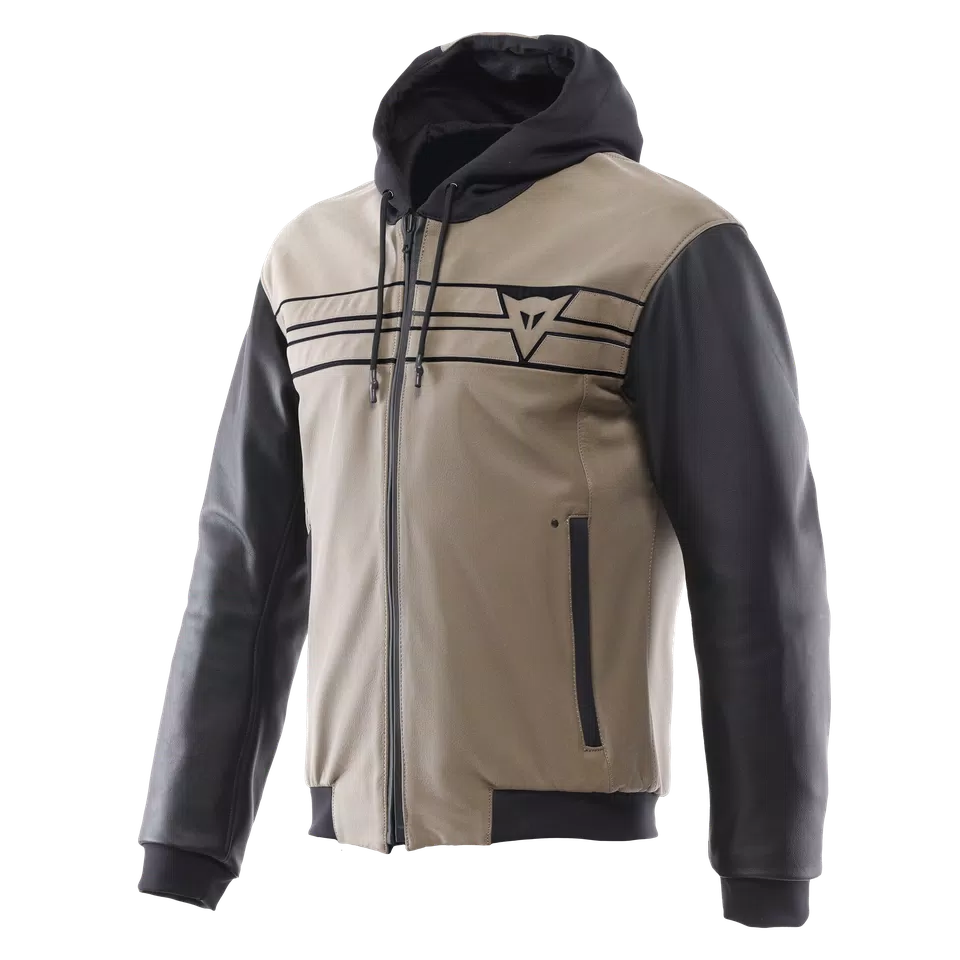 VINTEDGE - LEATHER MOTORCYCLE JACKET MEN - SAND/BLACK - 1