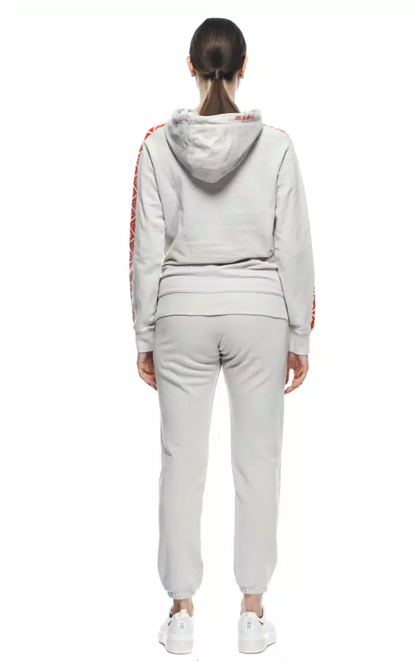 DAINESE HOODIE STRIPES LADY - LIGHT-GRAY/FLUO-RED - 5