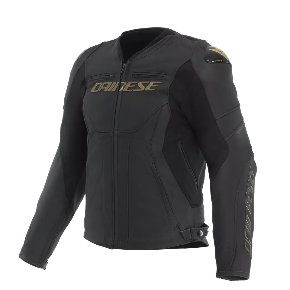 RACING 5 - MEN LEATHER MOTORCYCLE JACKET - BLACK/GOLD - 9