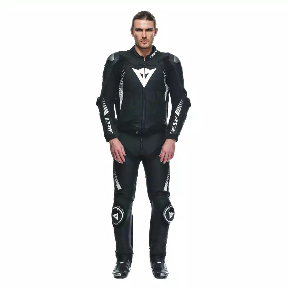 SUPER SPEED - MEN'S MOTORCYCLE LEATHER PANTS - BLACK/WHITE - 5