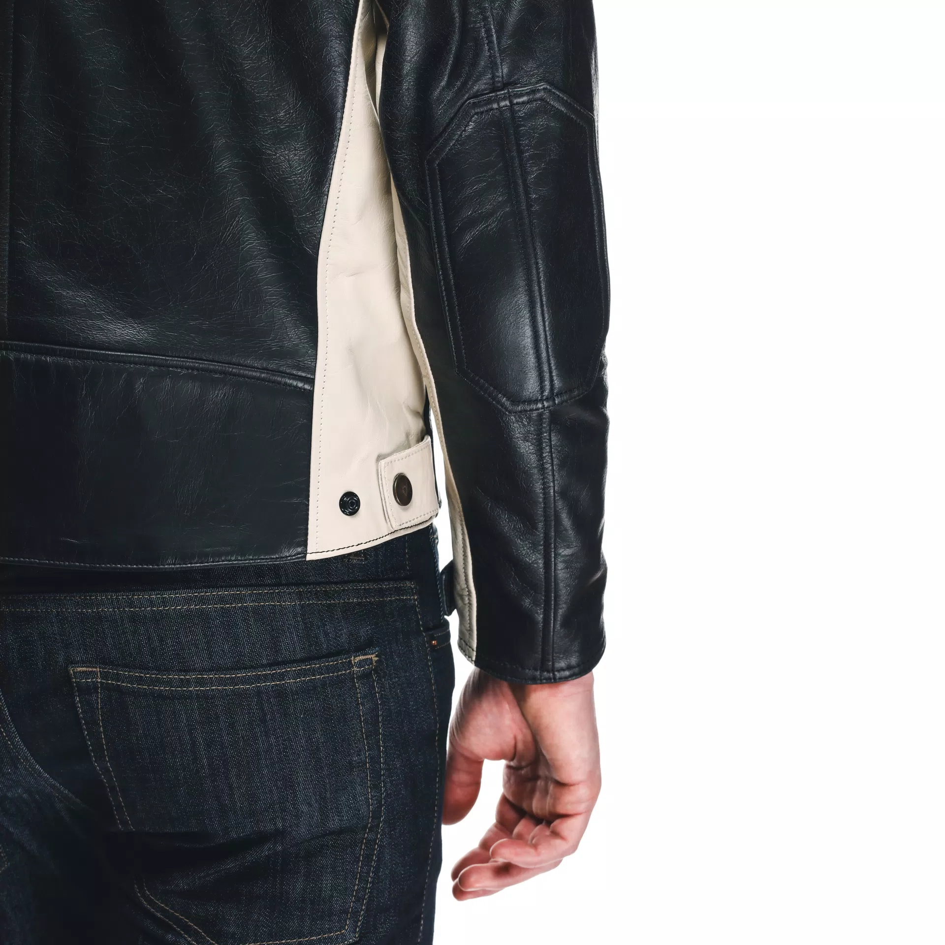 HF D1 - MEN'S MOTORCYCLE LEATHER JACKET | BLACK/RED/BLUE