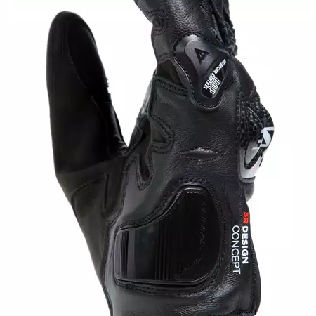 CARBON 4 - MEN'S MOTORCYCLE SHORT LEATHER GLOVES - BLACK/BLACK - 7