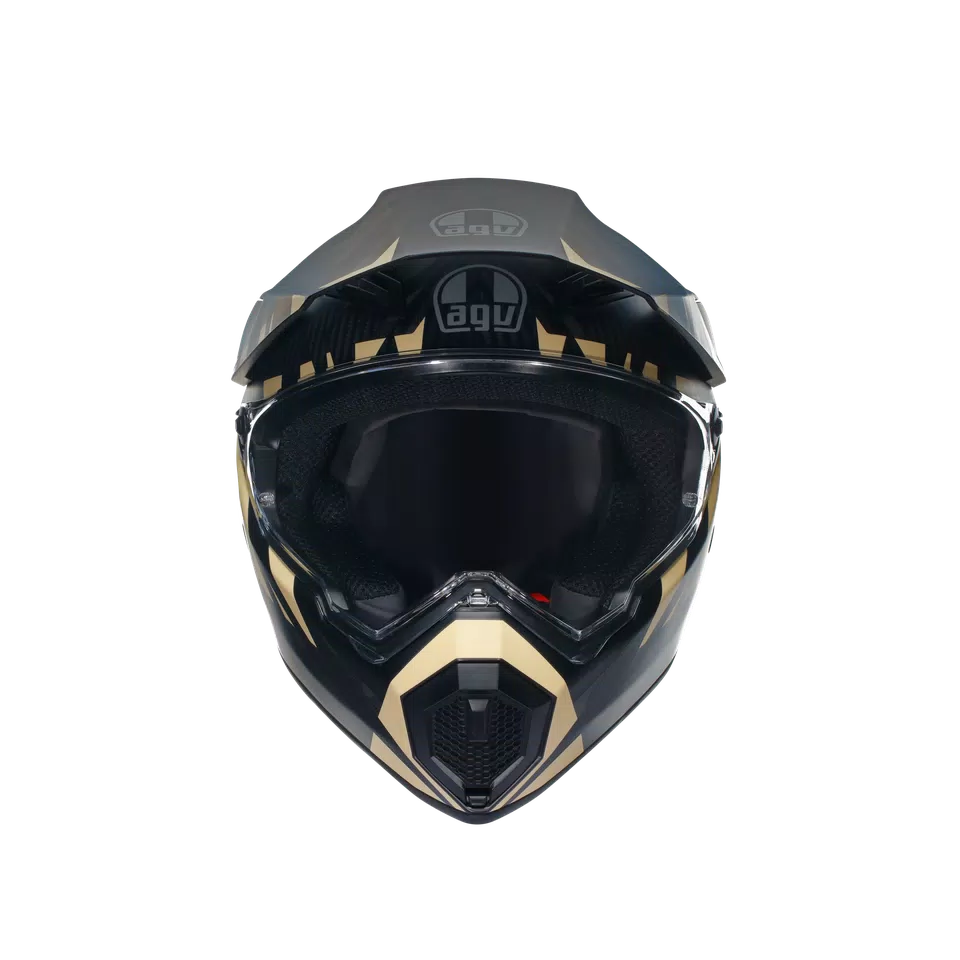AX9 STEPPA MATT CARBON/GREY/SAND - MOTORBIKE FULL FACE HELMET E2205 -  - 2