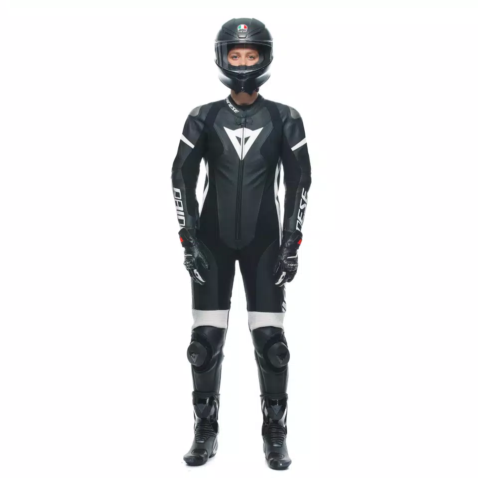 GROBNIK - DAMES MOTORPAK VAN PERFOREERD LEER IN 1 STUK - BLACK/BLACK/WHITE - 7