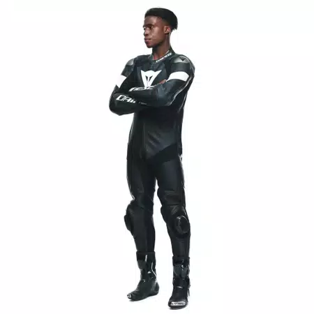 TOSA 1 PCS LEATHER SUIT PERF - BLACK/BLACK/WHITE - 5
