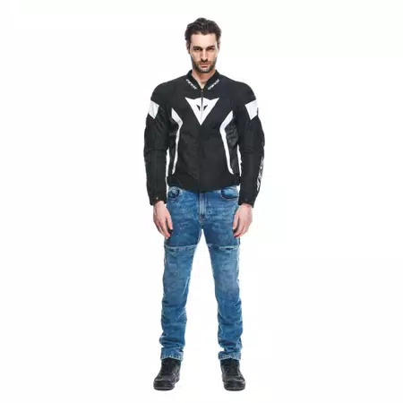 AVRO 5 TEX - MEN'S MOTORCYCLE JACKET IN FABRIC - BLACK/WHITE/BLACK - 3