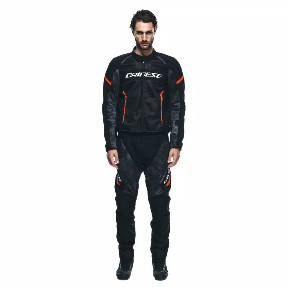AIR FRAME 3 TEX - MEN'S SUMMER MOTORCYCLE JACKET IN FABRIC - BLACK/BLACK/RED-FLUO - 3