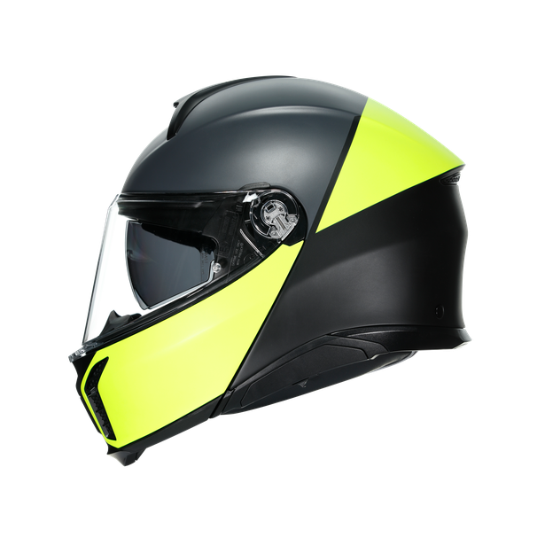 tourmodular-balance-matt-black-yel-fl-grey-motorbike-flip-up-helmet-e2206 image number 3