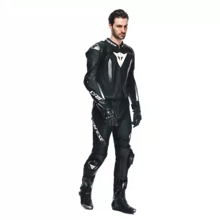 LAGUNA SECA 5 - MEN'S 2-PIECE MOTORCYCLE PERFORATED LEATHER SUIT - BLACK/BLACK/WHITE - 6