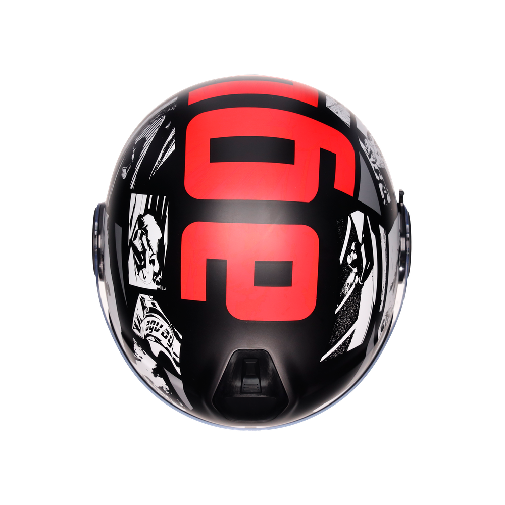 eteres-history-matt-black-white-red-motorbike-open-face-helmet-e2206 image number 6