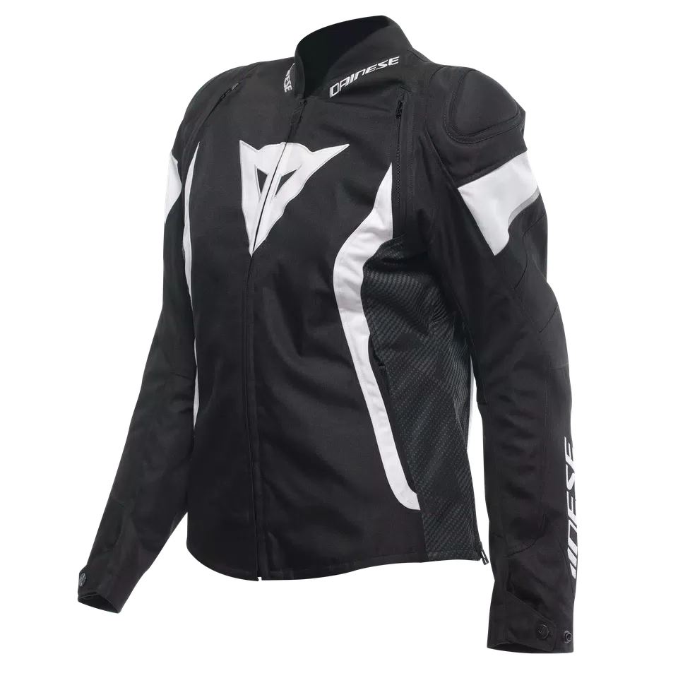 AVRO 5 TEX - WOMEN'S MOTORCYCLE JACKET IN FABRIC - BLACK/WHITE/BLACK - 1