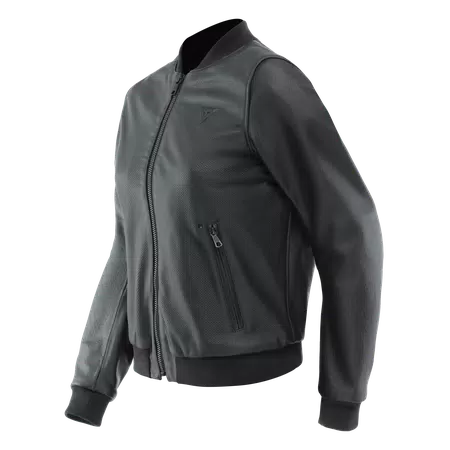 ACCENTO - WOMEN'S MOTORCYCLE PERFORATED LEATHER JACKET - BLACK - 1