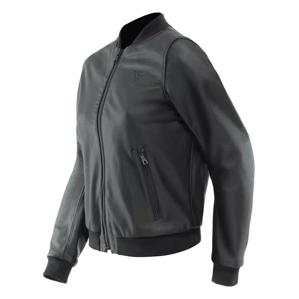 ACCENTO - GIACCA MOTO IN PELLE PERFORATA DONNA - BLACK - 1