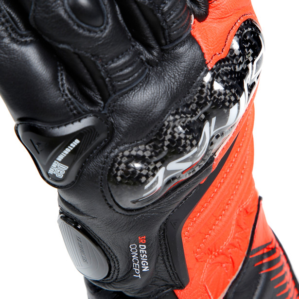 carbon-4-guanti-moto-lunghi-in-pelle-uomo-black-fluo-red-white image number 11