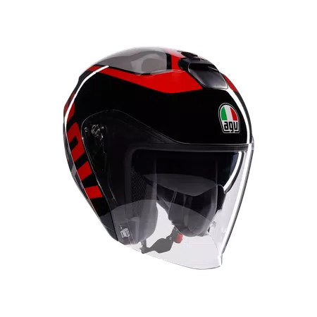 IRIDES MOTORBIKE OPEN FACE HELMET E2206 - VALENZA MATT GREY/BLACK/RED -  - 1