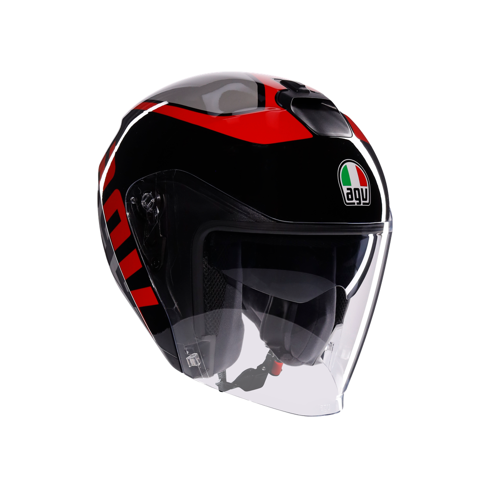 irides-motorrad-jet-helm-e2206-valenza-matt-grey-black-red image number 0